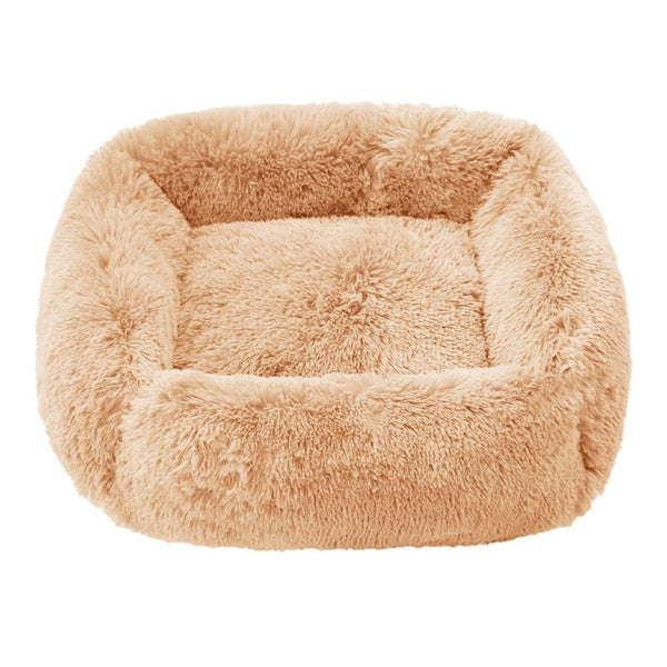 Super Soft Square Anti Anxiety Dog Bed-Wiggleez-Apricot-S 22 x 18 in-Wiggleez