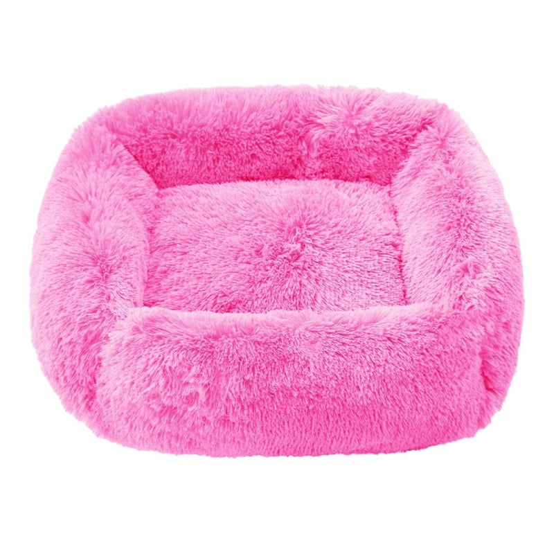 Super Soft Square Anti Anxiety Dog Bed-Wiggleez-Bright pink-S 22 x 18 in-Wiggleez