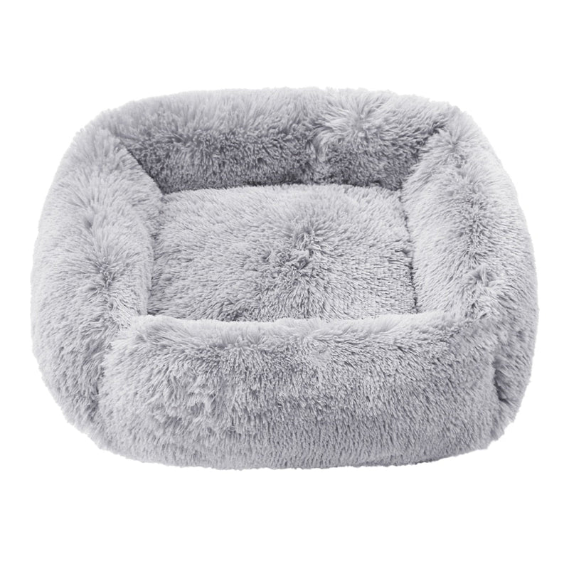 Super Soft Square Anti Anxiety Dog Bed-Wiggleez-Light gray-S 22 x 18 in-Wiggleez