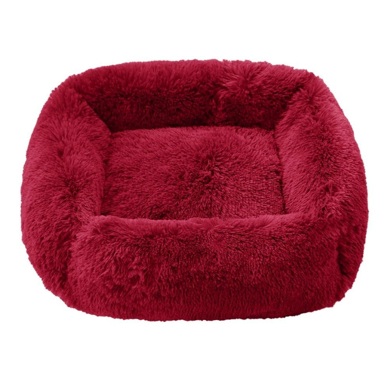 Super Soft Square Anti Anxiety Dog Bed-Wiggleez-Red-S 22 x 18 in-Wiggleez