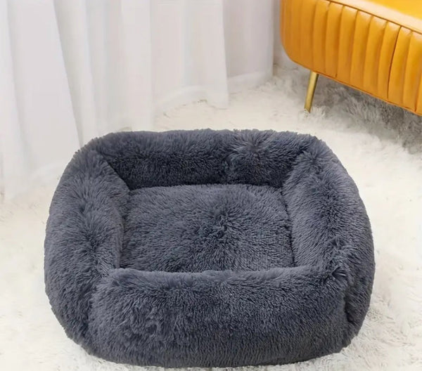Super Soft Square Anti Anxiety Dog Bed-Wiggleez-White-S 22 x 18 in-Wiggleez