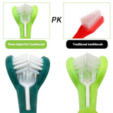 Three-Head Multi-angle Pet Toothbrush-Wiggleez-Light Green-Wiggleez