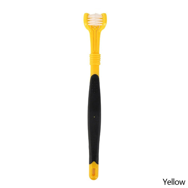 Three-Head Multi-angle Pet Toothbrush-Wiggleez-Black Yellow-Wiggleez