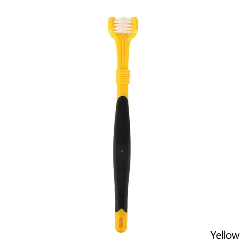 Three-Head Multi-angle Pet Toothbrush-Wiggleez-Black Yellow-Wiggleez