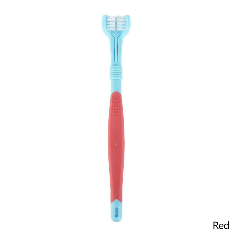 Three-Head Multi-angle Pet Toothbrush-Wiggleez-Red Blue-Wiggleez