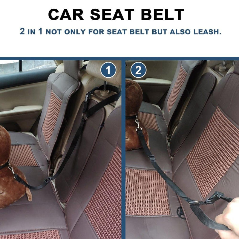 Two-in-One Adjustable Pet Dog Car Seat Belt-Wiggleez-Black-Wiggleez