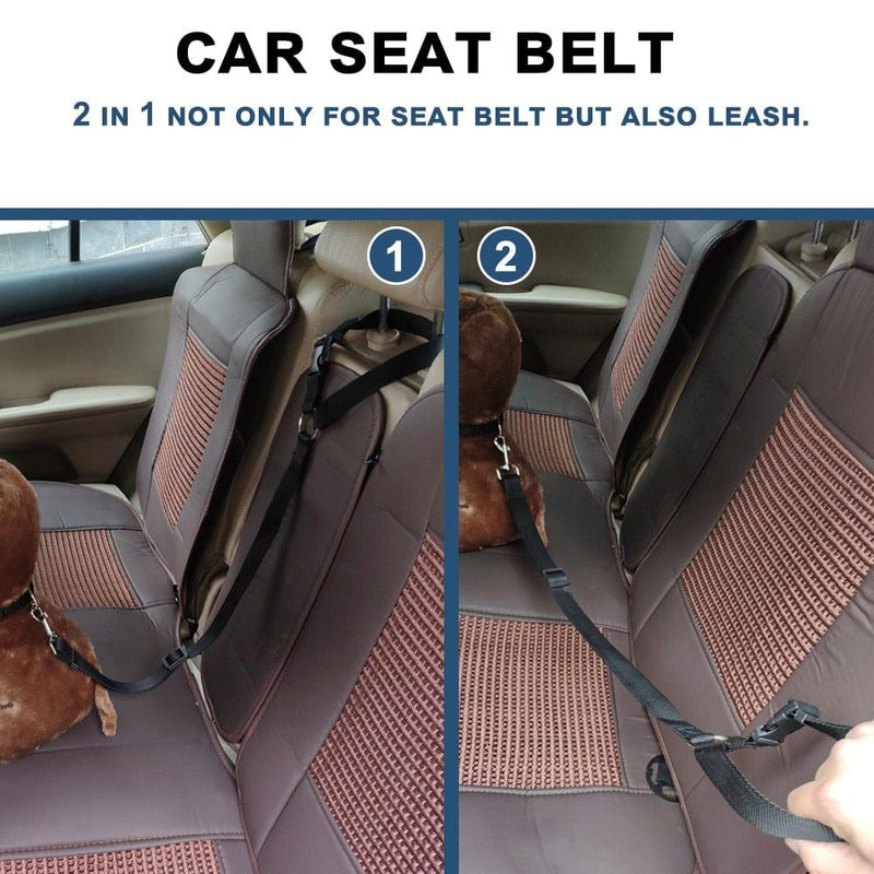 Two-in-One Adjustable Pet Dog Car Seat Belt-Wiggleez-Black-Wiggleez