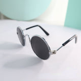 Vintage Round Cat Sunglasses-Wiggleez-Silver Black-Wiggleez