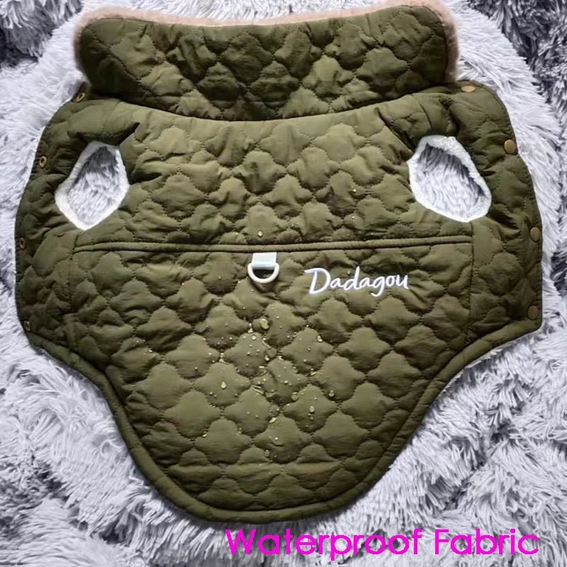 Waterproof Fur Collar Winter Warm Fleece Dog Jacket Vest-Wiggleez-Green-S-Wiggleez