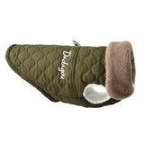 Waterproof Fur Collar Winter Warm Fleece Dog Jacket Vest-Wiggleez-Green-S-Wiggleez