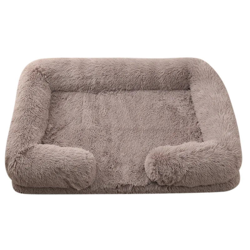 Winter Rectangular Washable Plush Fluffy Large Dog Cat Bed-Wiggleez-Beige brown-S 40x30x12cm-Wiggleez