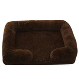 Winter Rectangular Washable Plush Fluffy Large Dog Cat Bed-Wiggleez-Coffe-S 40x30x12cm-Wiggleez