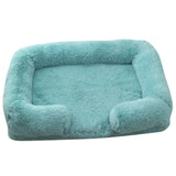 Winter Rectangular Washable Plush Fluffy Large Dog Cat Bed-Wiggleez-Emerald green-S 40x30x12cm-Wiggleez