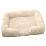 Winter Rectangular Washable Plush Fluffy Large Dog Cat Bed-Wiggleez-Light Brown-S 40x30x12cm-Wiggleez