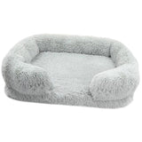 Winter Rectangular Washable Plush Fluffy Large Dog Cat Bed-Wiggleez-Light Grey-S 40x30x12cm-Wiggleez