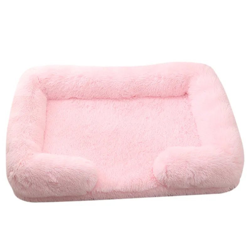 Winter Rectangular Washable Plush Fluffy Large Dog Cat Bed-Wiggleez-Light Pink-S 40x30x12cm-Wiggleez
