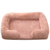 Winter Rectangular Washable Plush Fluffy Large Dog Cat Bed-Wiggleez-Pink-S 40x30x12cm-Wiggleez