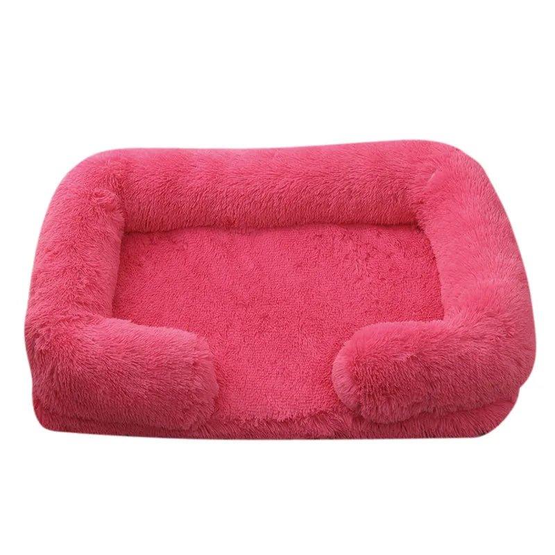 Winter Rectangular Washable Plush Fluffy Large Dog Cat Bed-Wiggleez-Rose-S 40x30x12cm-Wiggleez