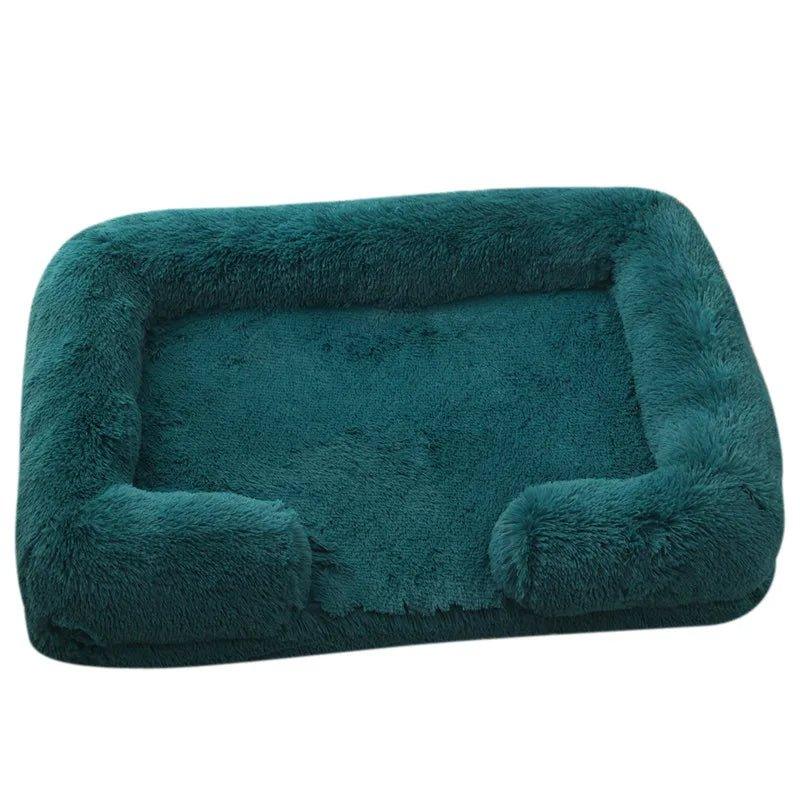 Winter Rectangular Washable Plush Fluffy Large Dog Cat Bed-Wiggleez-Turquoise blue-S 40x30x12cm-Wiggleez