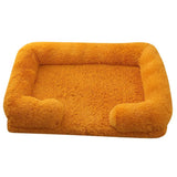 Winter Rectangular Washable Plush Fluffy Large Dog Cat Bed-Wiggleez-Yellow-S 40x30x12cm-Wiggleez