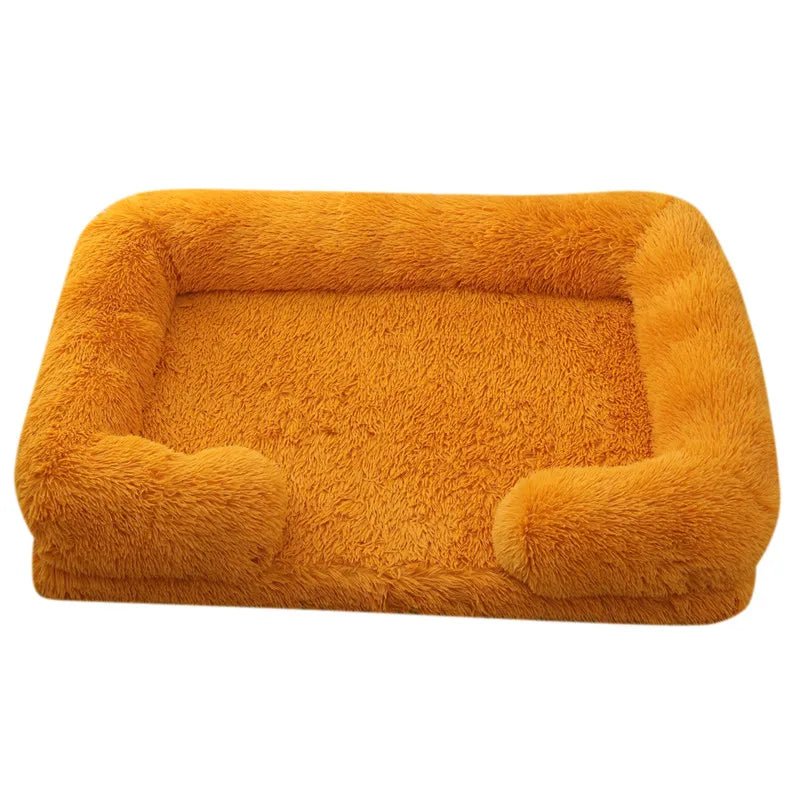 Winter Rectangular Washable Plush Fluffy Large Dog Cat Bed-Wiggleez-Yellow-S 40x30x12cm-Wiggleez