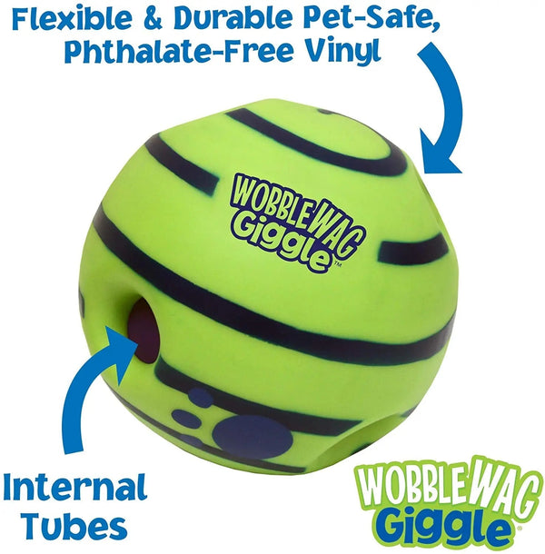 Wobble Wag Giggle Sound Glow Ball Interactive Dog Toy-Wiggleez-White Glow-Large (14CM)-Wiggleez