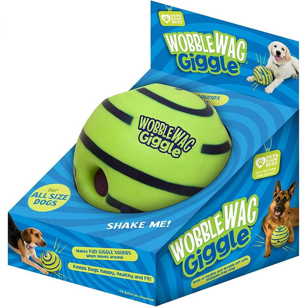 Wobble Wag Giggle Sound Glow Ball Interactive Dog Toy-Wiggleez-White Glow-Large (14CM)-Wiggleez