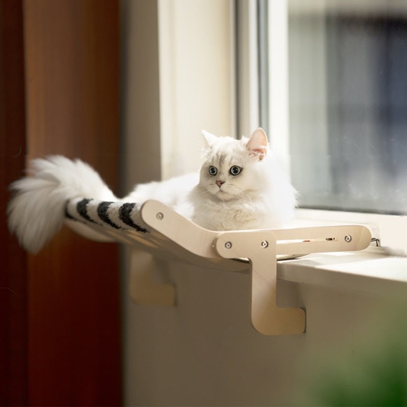 Wooden Cat Window Hanging Washable Cotton Hammock Bed Lounger-0-Wiggleez-Pink-Gray-Wiggleez