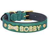 Customized Personalized Leather Engraved Dog Collar-Wiggleez-Green-S-Wiggleez