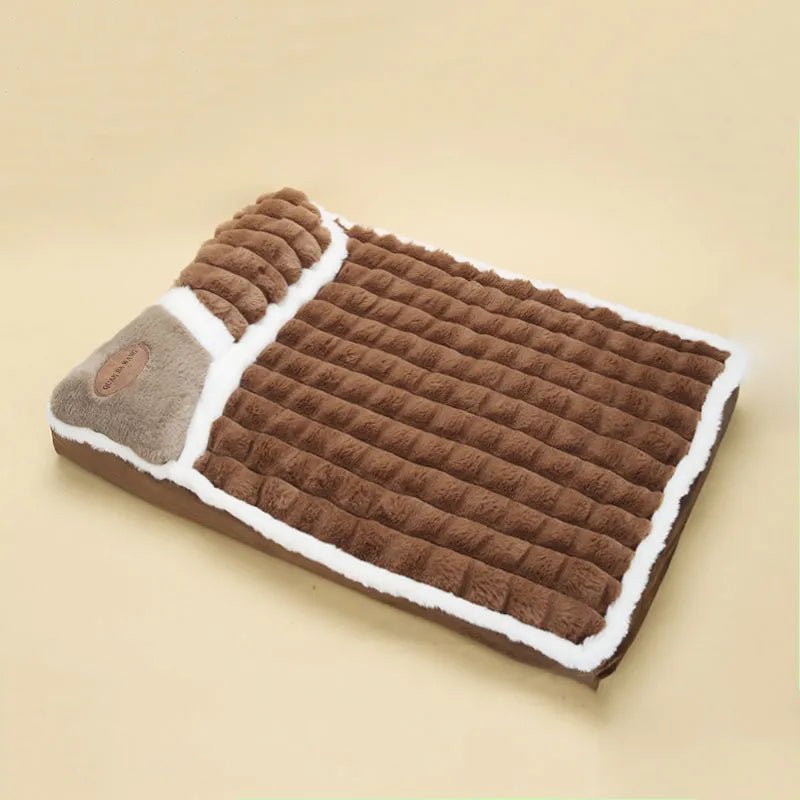 Dog Cat Winter Fluffy Warm Detachable and Washable Rectangle Sofa Bed-Wiggleez-M-Coffee Brown-Wiggleez
