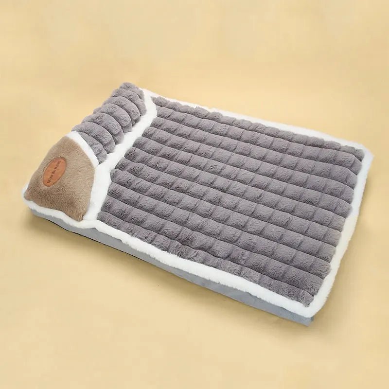 Dog Cat Winter Fluffy Warm Detachable and Washable Rectangle Sofa Bed-Wiggleez-M-Gray-Wiggleez
