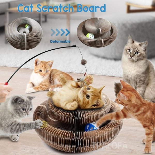 Interactive Magic Organ Cat Scratch Board Round Corrugated Cat Scratching Toy-Wiggleez-Wiggleez