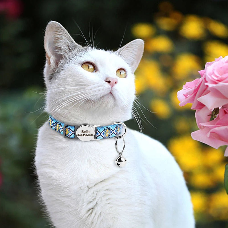 Quick Release Breakaway Nylon Personalized Cat Collar-Wiggleez-Red-S-Wiggleez