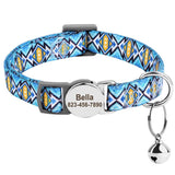 Quick Release Breakaway Nylon Personalized Cat Collar-Wiggleez-Blue-S-Wiggleez