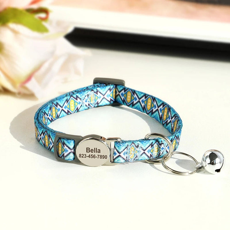 Quick Release Breakaway Nylon Personalized Cat Collar-Wiggleez-Red-S-Wiggleez