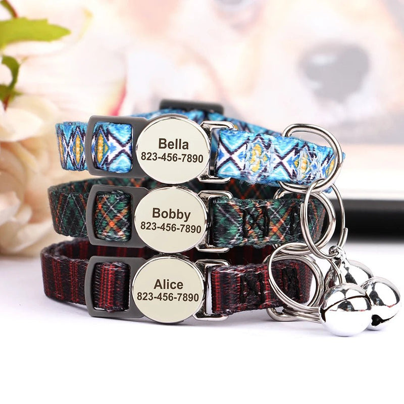 Quick Release Breakaway Nylon Personalized Cat Collar-Wiggleez-Red-S-Wiggleez